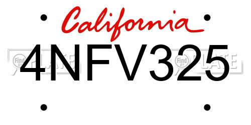 4NFV325 California License Plate