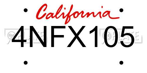 4NFX105 California License Plate