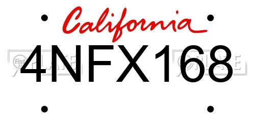 4NFX168 California License Plate