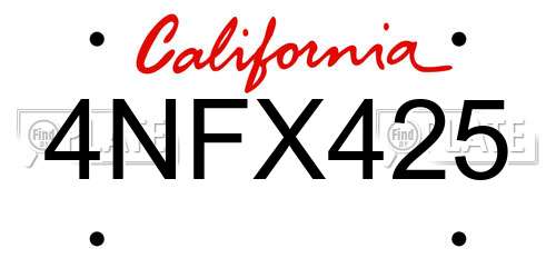 4NFX425 California License Plate