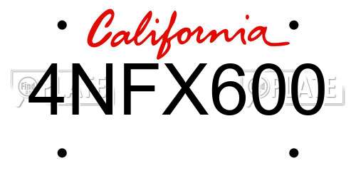 4NFX600 California License Plate
