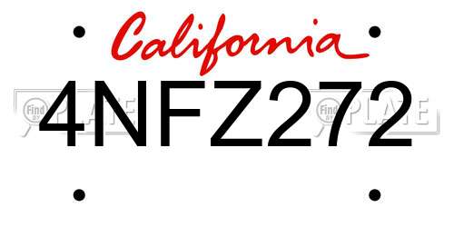 4NFZ272 California License Plate