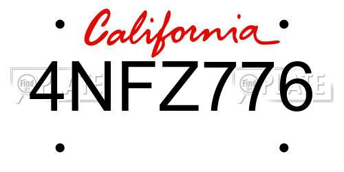 4NFZ776 California License Plate
