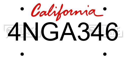 4NGA346 California License Plate