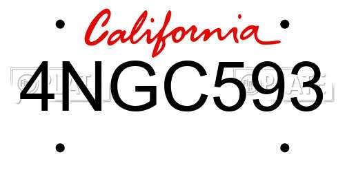 4NGC593 California License Plate