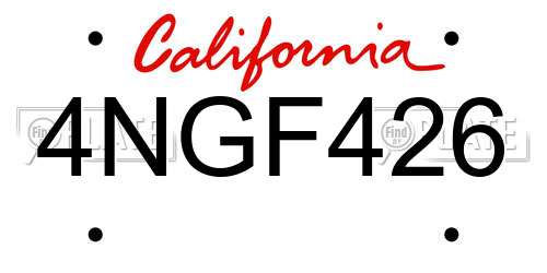 4NGF426 California License Plate