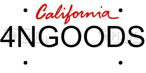4NGOODS California License Plate