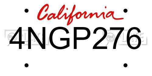 4NGP276 California License Plate
