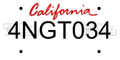 4NGT034 California License Plate
