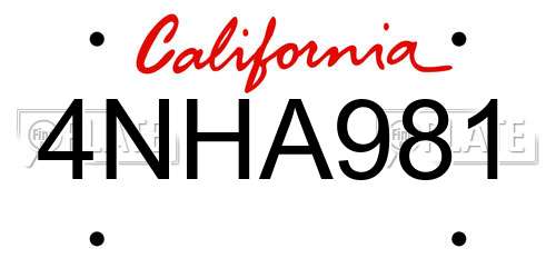 4NHA981 California License Plate