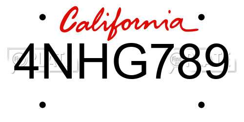 4NHG789 California License Plate