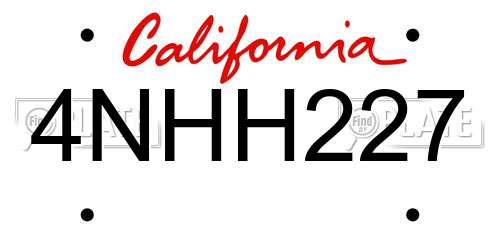 4NHH227 California License Plate