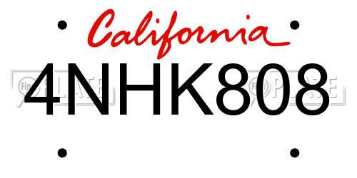 4NHK808 California License Plate