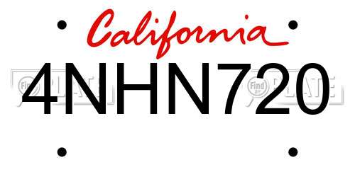 4NHN720 California License Plate