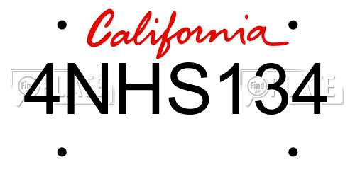 4NHS134 California License Plate