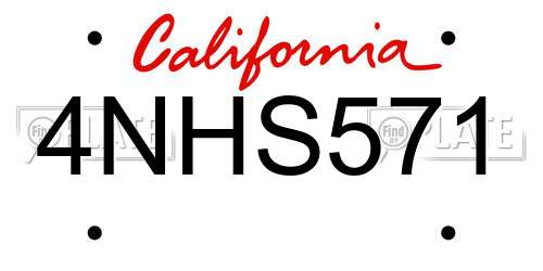 4NHS571 California License Plate