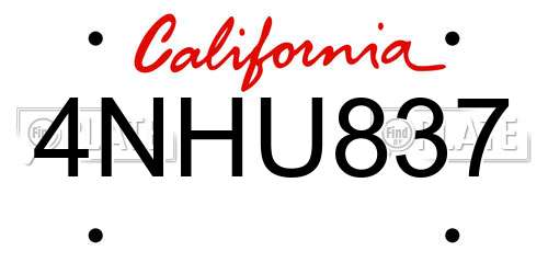 4NHU837 California License Plate