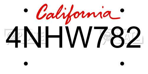 4NHW782 California License Plate