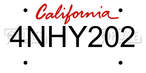 4NHY202 California License Plate