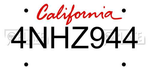 4NHZ944 California License Plate