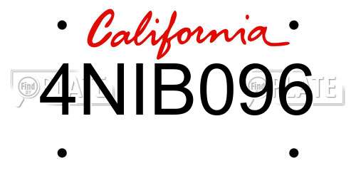 4NIB096 California License Plate