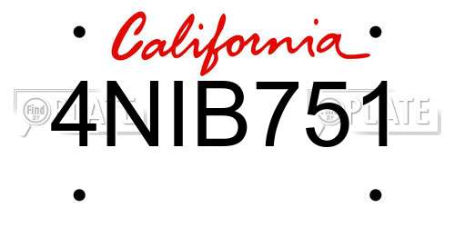 4NIB751 California License Plate