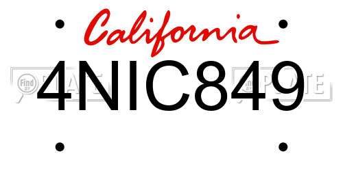 4NIC849 California License Plate