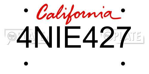 4NIE427 California License Plate
