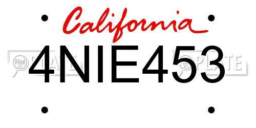 4NIE453 California License Plate