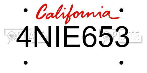 4NIE653 California License Plate