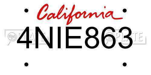 4NIE863 California License Plate