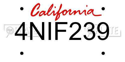 4NIF239 California License Plate