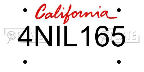 4NIL165 California License Plate