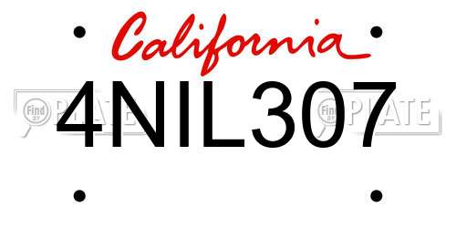 4NIL307 California License Plate