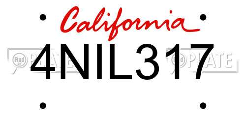4NIL317 California License Plate