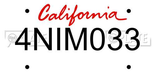 4NIM033 California License Plate