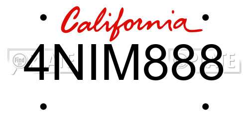 4NIM888 California License Plate