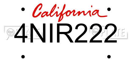 4NIR222 California License Plate