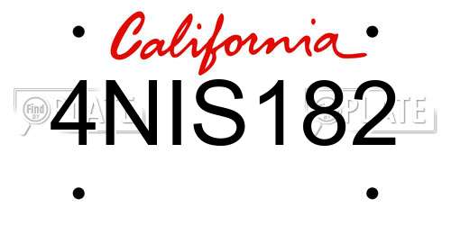 4NIS182 California License Plate