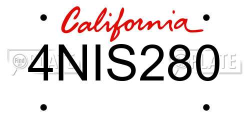 4NIS280 California License Plate