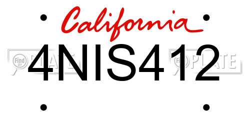 4NIS412 California License Plate