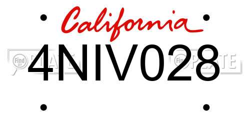4NIV028 California License Plate