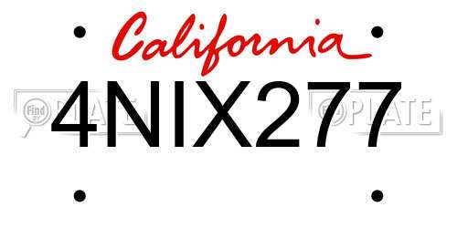 4NIX277 California License Plate