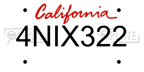4NIX322 California License Plate