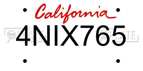 4NIX765 California License Plate
