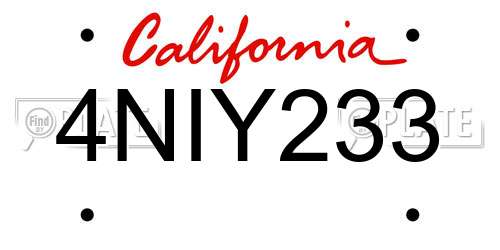 4NIY233 California License Plate