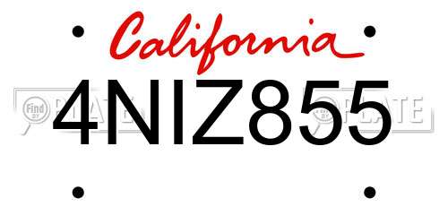 4NIZ855 California License Plate