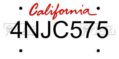 4NJC575 California License Plate