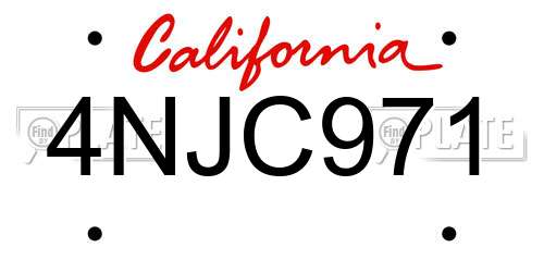 4NJC971 California License Plate