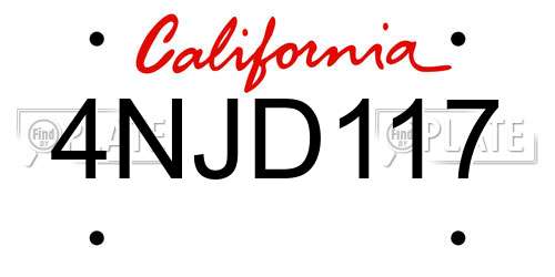 4NJD117 California License Plate